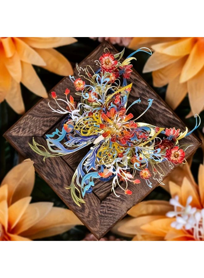 Red Butterfly Flower Metal Puzzle 3D Model DIY Assembling Toy Creative Insect Refrigerator Magnet Gift - Image 3